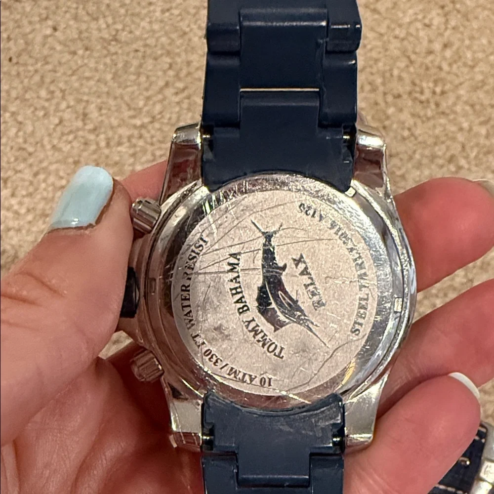 Tommy Bahama Navy and Silver Watch